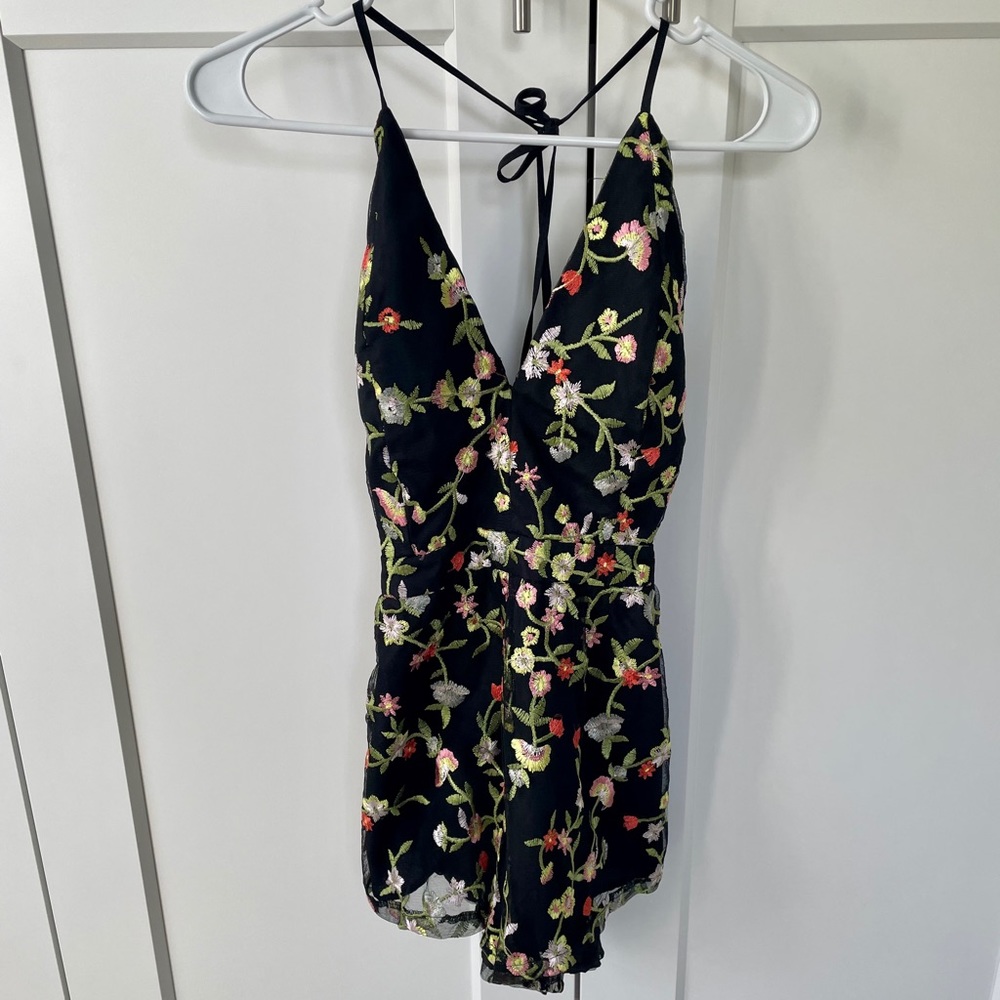 Black Floral Romper